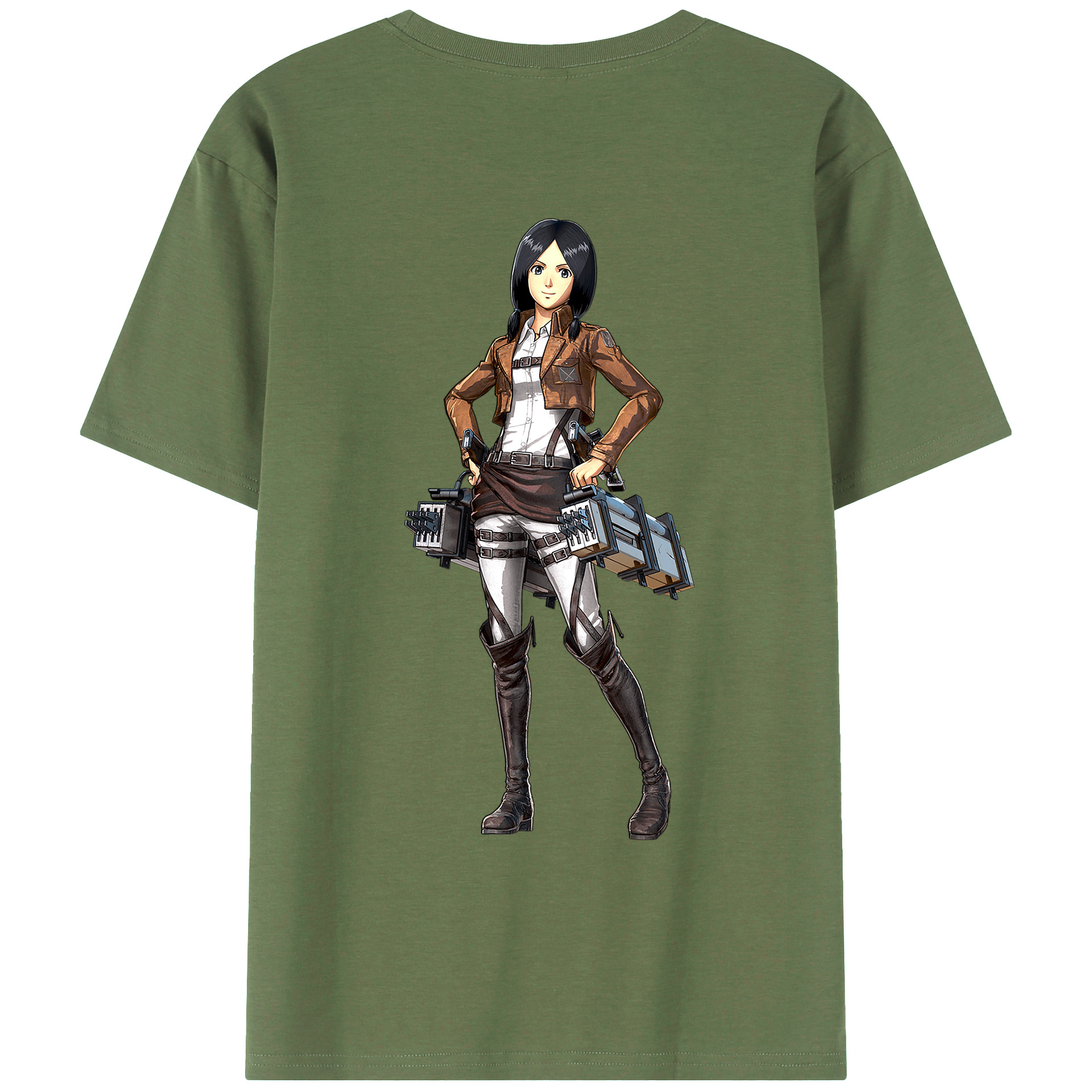 （画像用） 進撃の巨人 ミカサ·アッカーマン Attack on Titan Mikasa Ackerman 綿100％ メンズ半袖Tシャツ（バックプリント） 通気性
